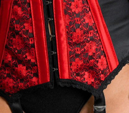 vintage Burlesque Suspender belt in Red/Black