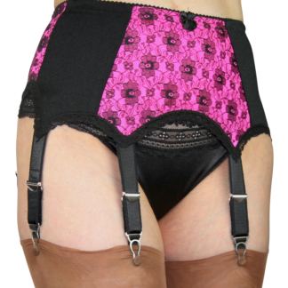 6 strap suspender berlt black and pink triple lace