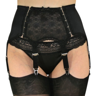 Sidehook lace garter belt with between 6 and 14 straps