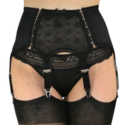 Sidehook lace garter belt with between 6 and 14 straps